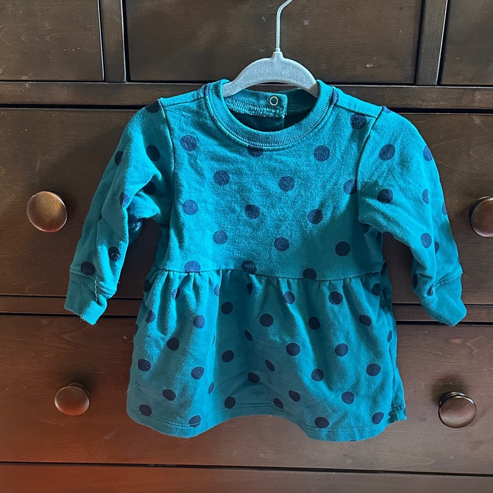 Primary teal polka dot dress